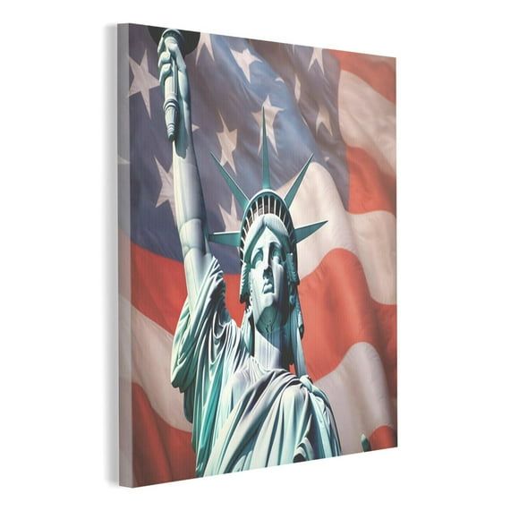 Modern Canvas Pictures Print Art Wall Decor, American Flag Statue Of Liberty Landmark Vintage Stylish Lovely Canvas Print for Home Decor