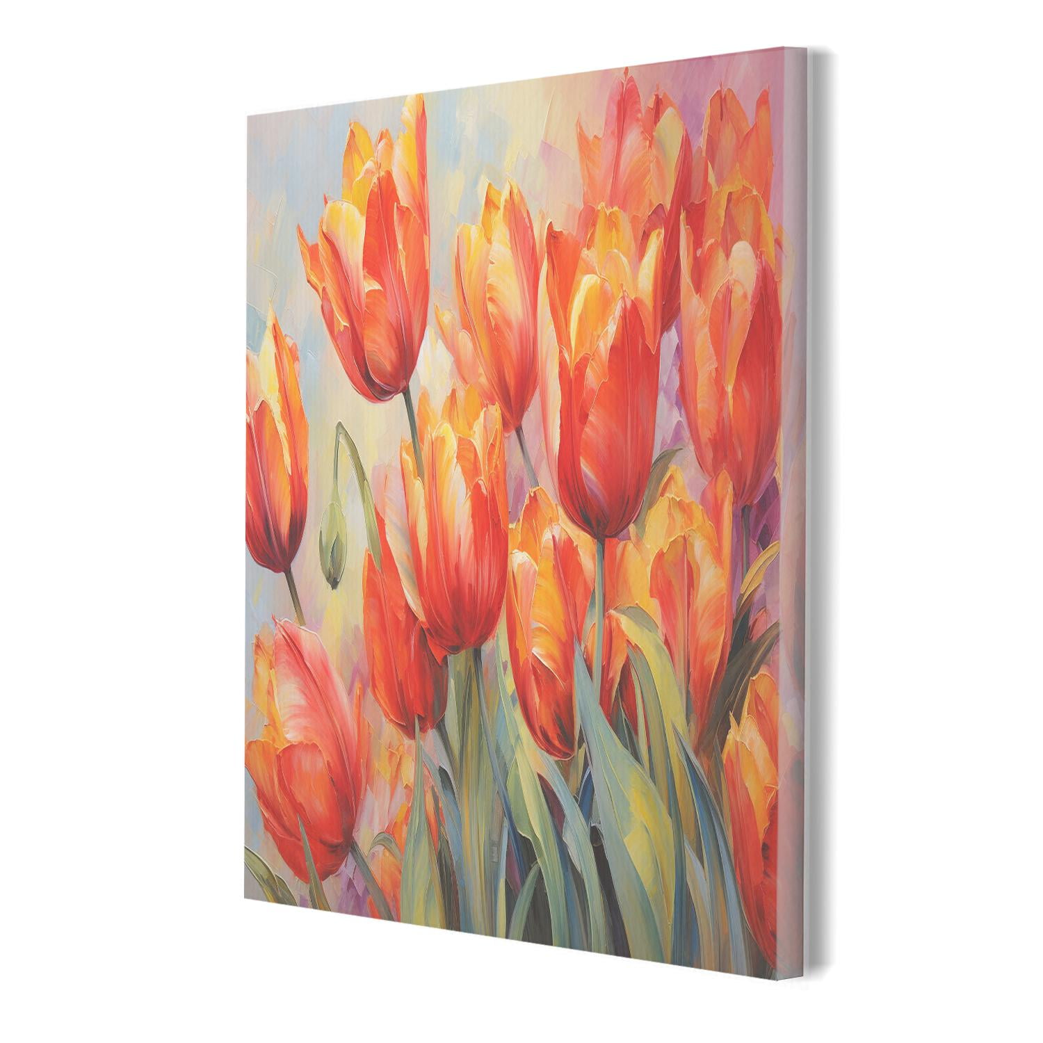 Modern Canvas Pictures Print Art Wall Decor, Floral Flower Tulips