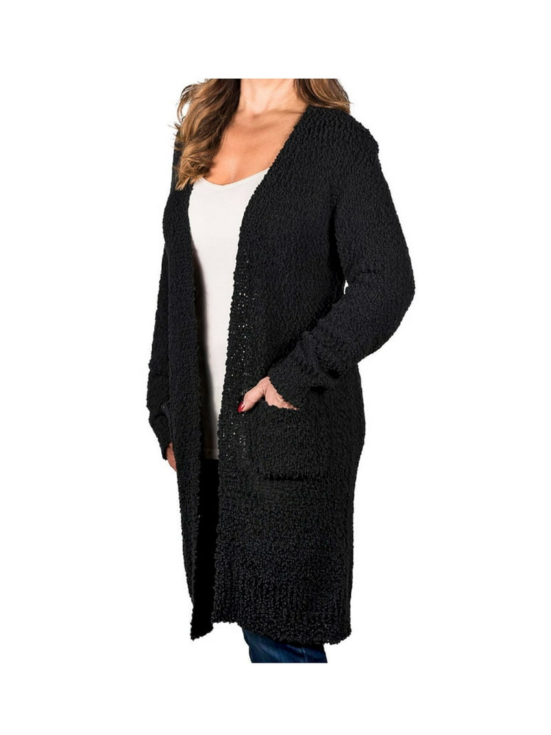 Modern Canvas Womens Size Small L/S Open Front Cardigan, Black