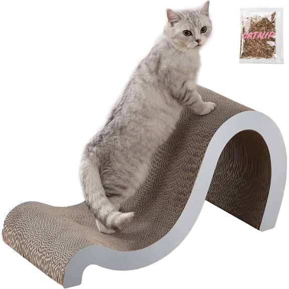 Modern Cardboard Double-Sided Wave Cat Scratcher with Catnip, Pattern Party
