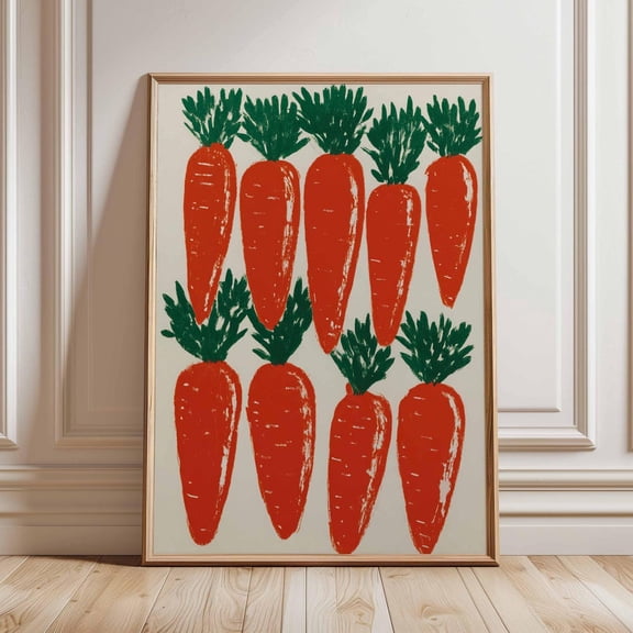 Modern Carrot Minimal Vegetable Kitchen Poster UNFRAMED PAPER POSTER, Home Decor