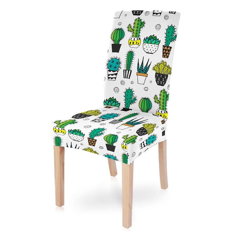 Modern Cartoon Cactus Spandex Chair Cover Washable Elastic Seat Covers