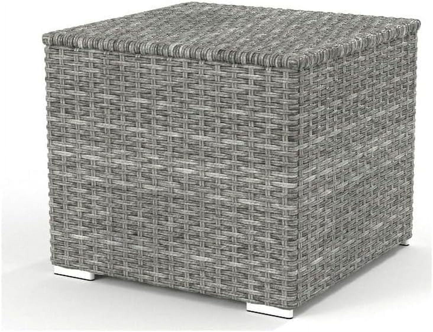 Modern Cast Iron Outdoor Storage End Table in Gray