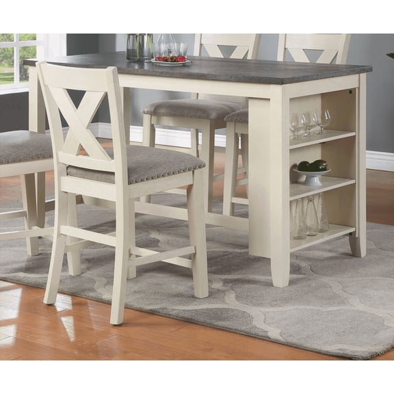 Modern Casual 1pc Counter Height Dining Table with Storage Shelves for Small Spaces | Kitchen Breakfast Table | Dining Room Furniture