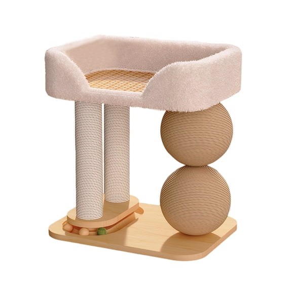 Modern Cat Climbing Frame with Sisal Scratching Post & Toy Ball, Multifunctional Durable Wear-Resistants Jumping Perch for Cats/Kittens, Fits Home Decor