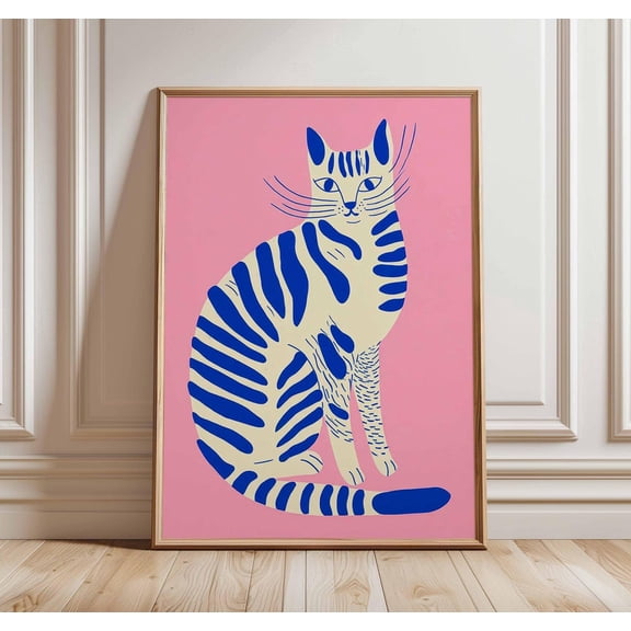 Modern Cat Colorful Pop Art Contemporary Animal Bold Graphic Feline, Unframed Paper Poster 8x10in