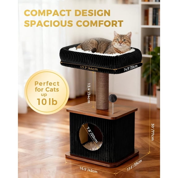 Modern Cat Tree For Indoor Cats Nordic Loft Style Tower Kitten With Sisal Posts Soft Padded Beds & Cozy Condos Floor-mounted Kittens Adult