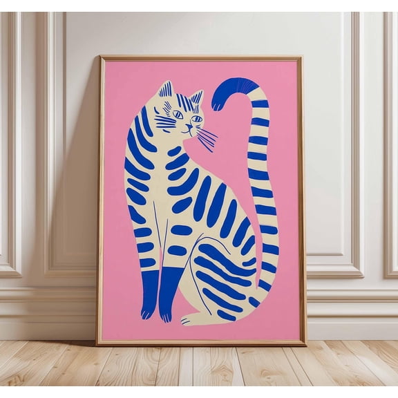 Modern Cat Wall Art, Colorful Pop Art Poster Print, Contemporary Animal Artwork, Bold Graphic Decor, Playful Feline, Poster Only