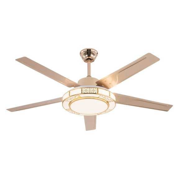 Modern Ceiling Fan Light with Remote Control, 40W LED, Adjustable Warm, Neutral, and Cool Light Colors, 6 Fan Speed Settings, Copper-Acrylic Design, Energy Efficient