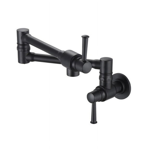 Pot Filler Faucet Wall Mount with Folding Stretchable 2 Handles Matte Black