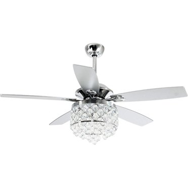 Bella Depot 52 Inch Crystal Ceiling Fan With Lights - Remote Control Fandelier For Bedroom & Living Room