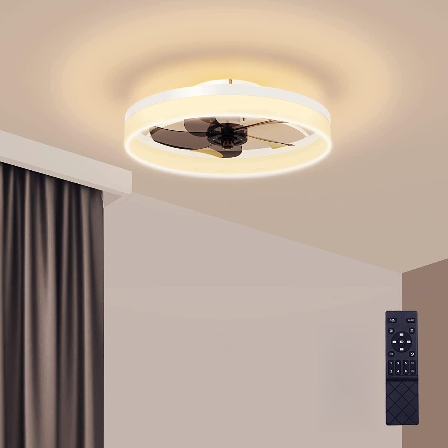 Modern Ceiling Fans with Lights and Remote, 19.7in Low Profile Ceiling ...