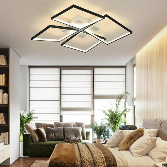 Modern Ceiling Light LED Flush Mount Chandelier Square Lamp Room Decor Lighting Fixture W/Remote control