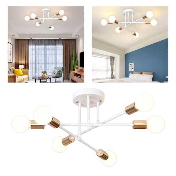 Modern Ceiling Light Semi Ceiling Light 6-Light Pendant Lighting Sputnik Chandelier for Living Room - + Gold 1