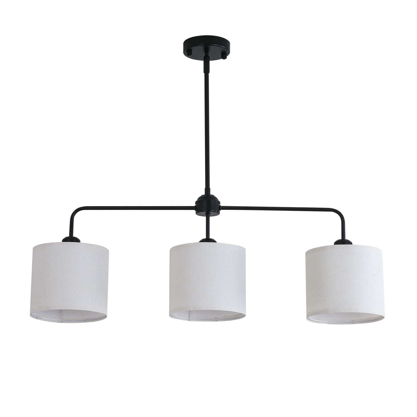 Modern Ceiling Light with White Cloth Shade, 3 E26 Bulbs for Soft, Eye-Caring Light, Ideal for Home or Office, Easy to Clean