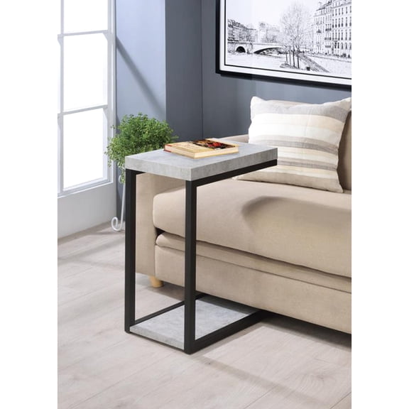Modern Cement And Black Snack Table, Enhancing Living Room Aesthetics Industrial Practical Attractive For Homes