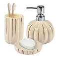 thumbnail image 1 of Modern Ceramic Bathroom Accessory Set, 3 Pack, Dispenser, Toothbrush Hold and Soup Dish, 1 of 6