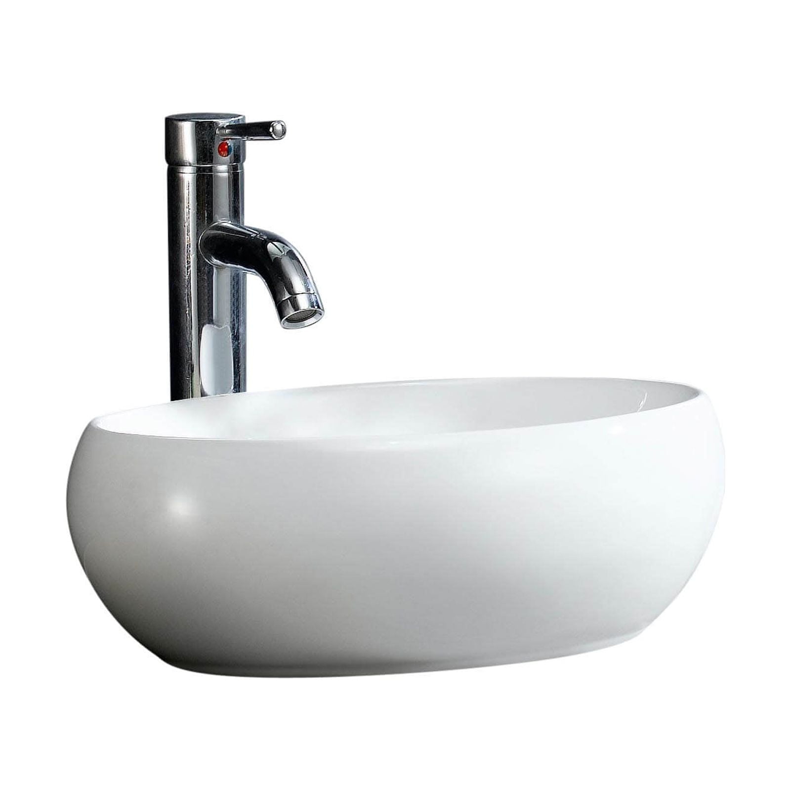 White Ceramic Oval Vessel Bathroom Sink