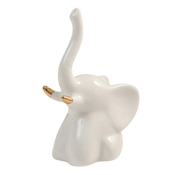 Modern Ceramic Elephant Figurine Elegant Home Ring Holder for Living Room Bookshelf and Desk Display