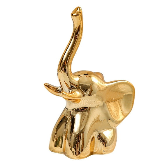 Modern Ceramic Elephant Figurine Elegant Home Ring Holder for Living Room Bookshelf and Desk Display