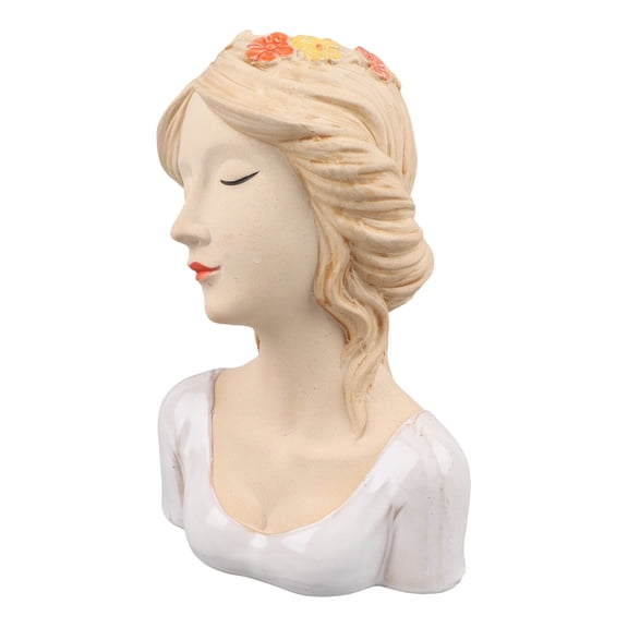 Modern Ceramic Face Vase Elegant Shy Girl Flower Pot and Abstract Decorative White Lady Head Planter for Unique Aesthetic Home Decor Office Accents 9.5 Inches 24.1 CM