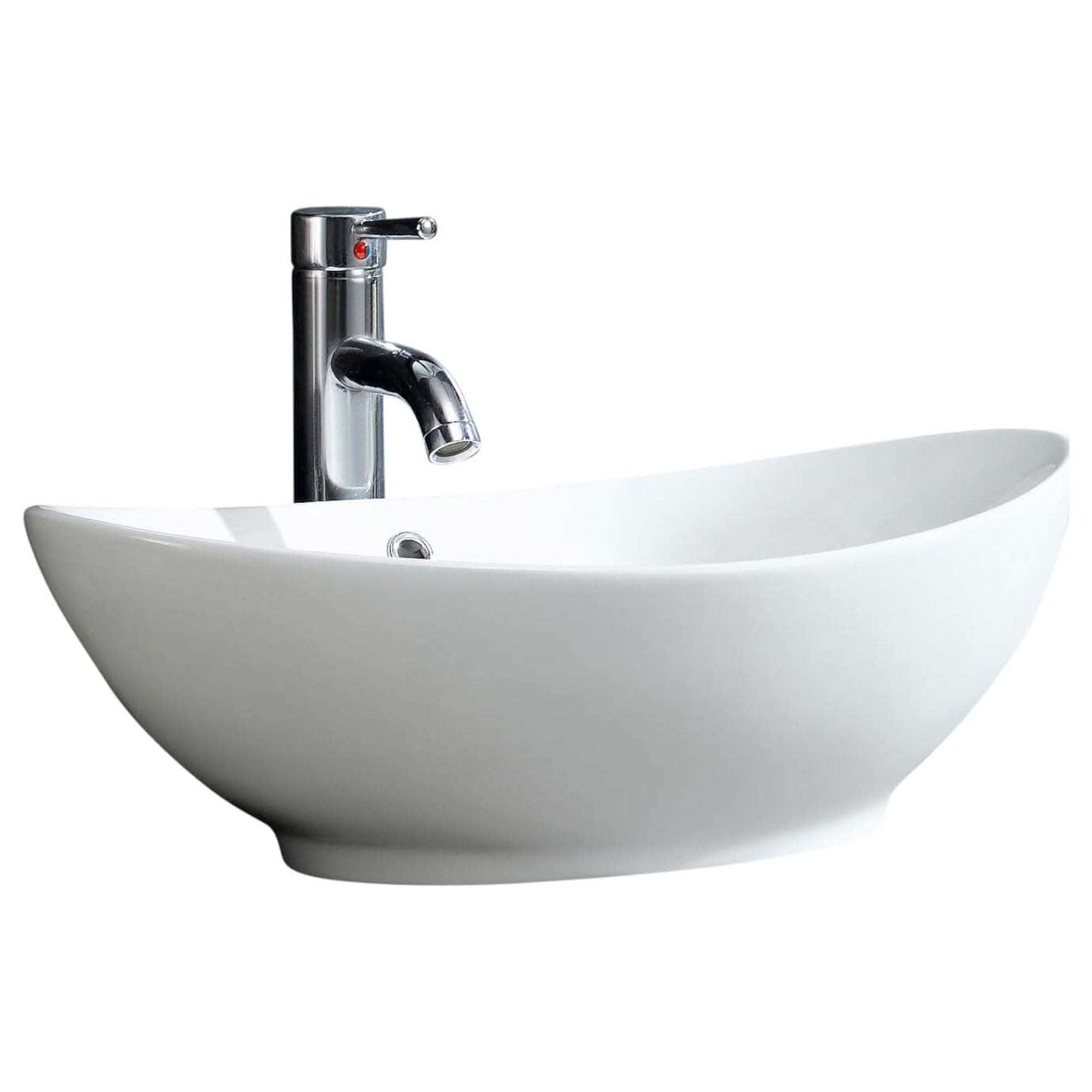 Modern White Ceramic Oval Vessel Bathroom Sink