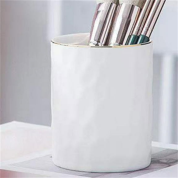 Modern Ceramic Pen Holder - Cylinder Storage for Eyeliner Pencils and Makeup Brushes, Desktop Dress Up, By Kingtowag