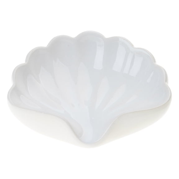 Modern Ceramic Soap Tray Slanted Drainage Channel Glossy Finish Seashells Shape Bath Countertop Storage For Homes