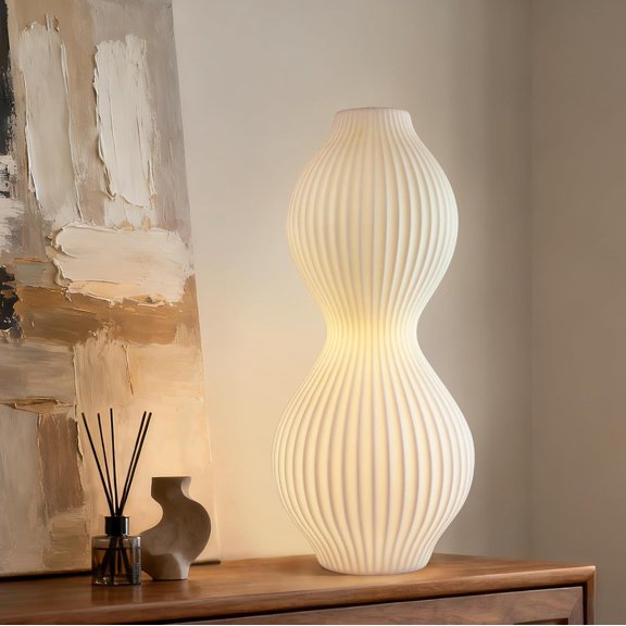 Modern Ceramic Table Lamp with Dimmable Warm Ambient Lighting and White Translucent Shade Orpheus Shape
