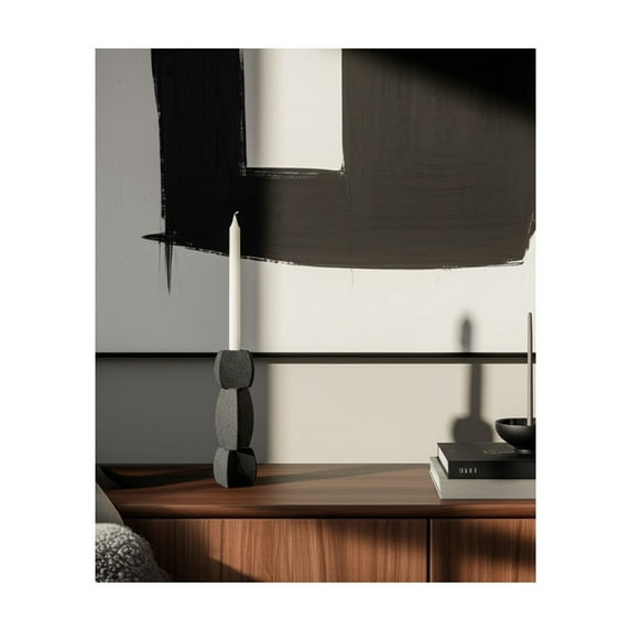 Modern Ceramic Taper Candle Holder - Sleek Ceramic Pillar Stand for Home & Office Decor - Contemporary Decorative Accent for Living Room & Bedroom - 12" Black