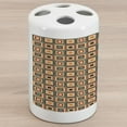 thumbnail image 1 of Modern Ceramic Toothbrush Holder, Geometrical Pattern with Rounded Nested Squares Nostalgic Colorful Tiling Print, Decorative Versatile Countertop for Bathroom, 4.5" X 2.7", Multicolor, by Ambesonne, 1 of 4