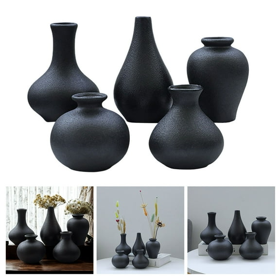 Modern Ceramic Desktop Ornament Set Minimalist Vases Home Décor Floral Arrangements Living Room Bedroom Style Black White
