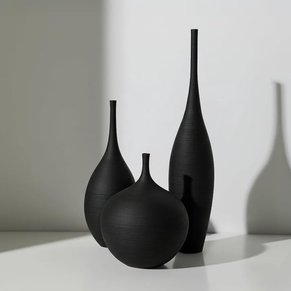 Modern Ceramic Vase Set of 3, Minimalist Boho Vases for Centerpiece Decor, Matte White Decorative Vases for Living Room, Bookshelf and Entryway Table