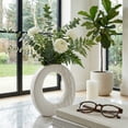 thumbnail image 1 of Sculpted Open Cut Out Ceramic Vase for Living Room Decor - Decorative Flower Vase for Bedroom, Home Accents, or Office Display - Ideal House Display for Shelf and Console Table - 7", White, 1 of 12