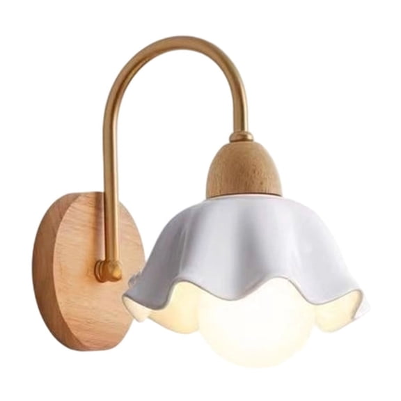 Modern Ceramic Wall Lamp with Warm LED Mood Lighting, White Bathroom or Bedroom Wall Sconce for Contemporary Home Decor