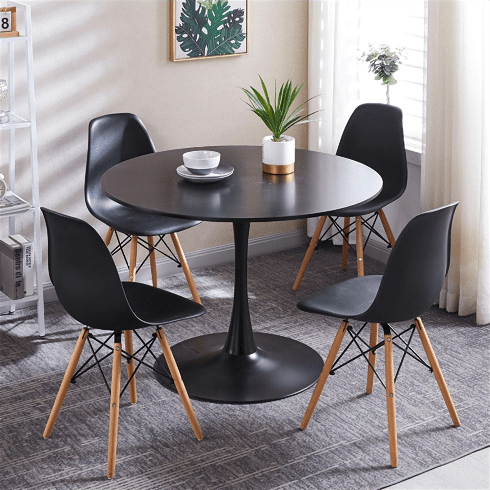 Plastic dining chairs with wooden deals legs