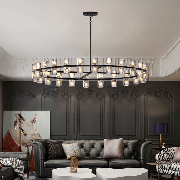 Modern Chandelier  Crystal Finish, LED, LED-Lit, Black  Built for Everyday Comfort & Style  Inches Luxury Chandeliers Crystal