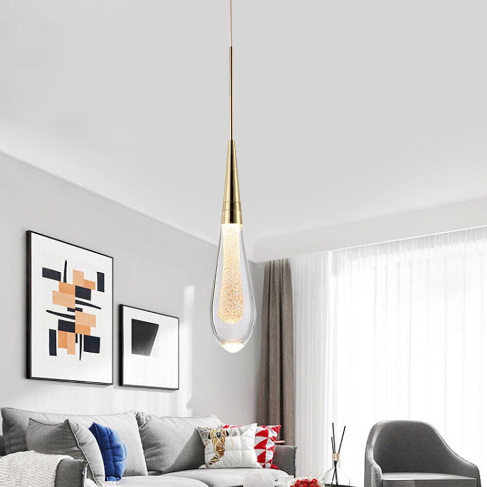 Modern Chandelier Crystal Glass LED Ceiling Light Fixture Gold Pendant ...
