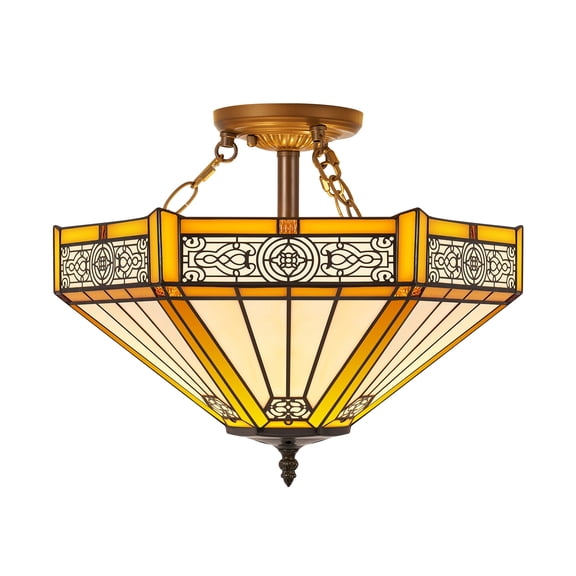 VIXNORYT 2-Light Flush Mount Ceiling Light with Colored Glass Shade for Indoor Lighting, Bedroom, Hallway