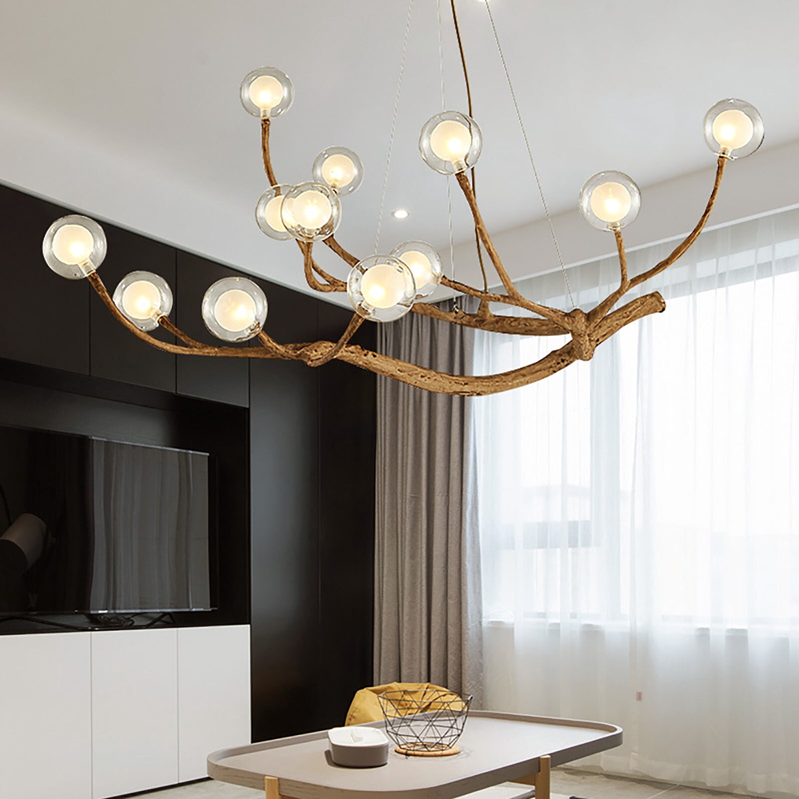 Tree Fixture Modern Chandelier LED Pendant Lamp Tree Branch Hanging Ceiling Light ...
