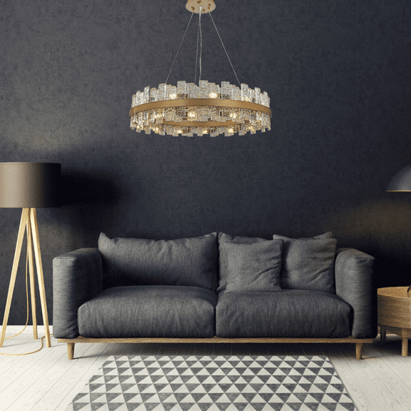 Modern Chandelier lighting 16 lights Transitional design 24"x6" in French Gold