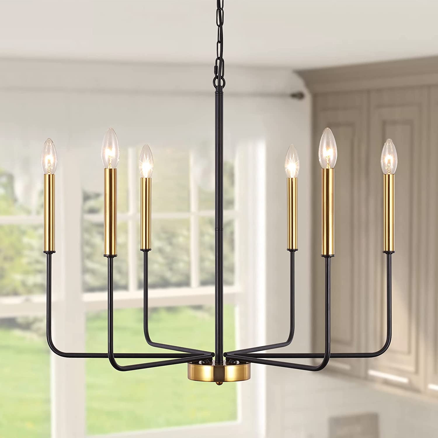 Modern Chandeliers Black Chandeliers Black and Gold Chandelier 6Light