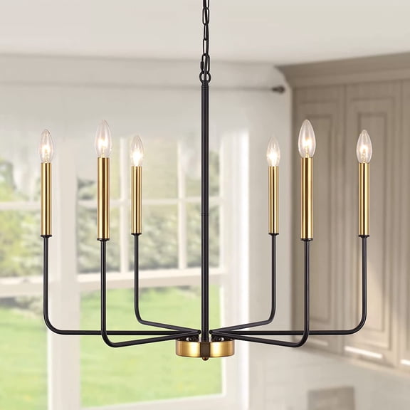 Modern Chandeliers Black Chandeliers Black and Gold Chandelier 6-Light Farmhouse Chandelier Light Fixture Light Kitchen Island Pendant Lights Chandeliers for Dining Bedroom Living Foyer