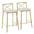 thumbnail image 1 of Modern Charlotte 25" Contemporary Fixed-Height Counter Stool In Gold Metal And White Faux Leather - Set Of 2, 1 of 6
