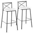 thumbnail image 1 of Modern Charlotte 30" Contemporary Fixed-Height Barstool In Black Metal And White Faux Leather - Set Of 2, 1 of 7
