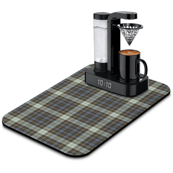 Modern Checkered Dish Drying Mat Coffee Bar Mat with Leak-Proof and Super Absorbent Diatom Mud Material Stain-Hiding Surface Non-Slip Backing and Heat-Resistant Kitchen Counter Mat Featuring Colorful