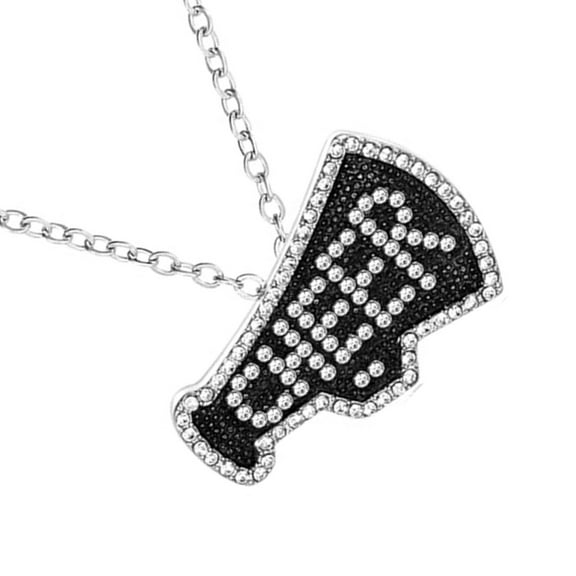 Modern Cheer Megaphone Pendant Necklace with Shimmering Rhinestones Decoration