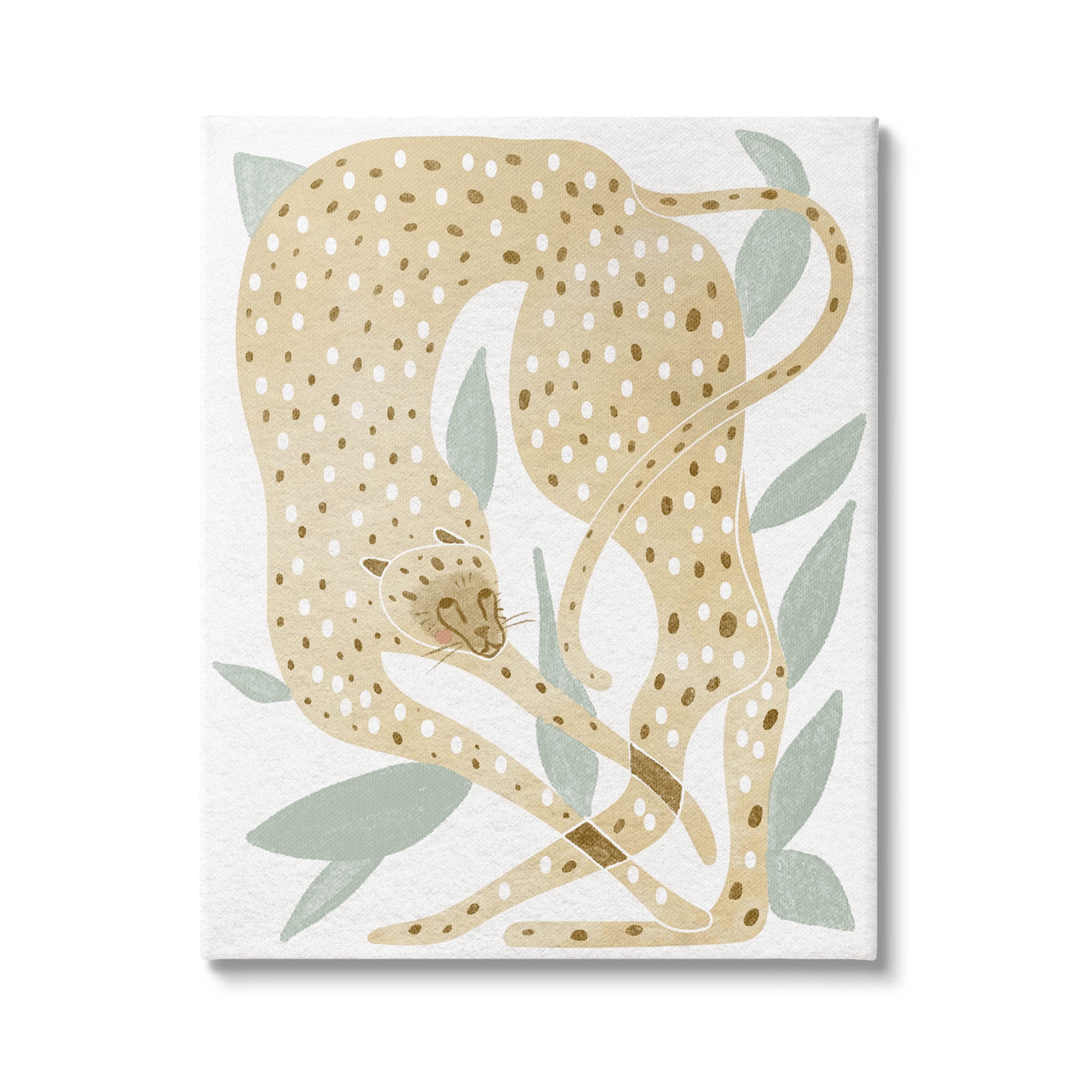 Modern Cheetah Botanical Leaves Animals & Insects Graphic Art Gallery Wrapped Canvas Print Wall Art