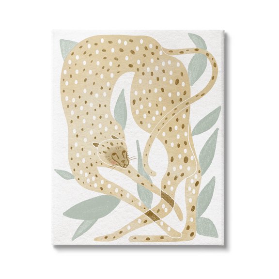 Modern Cheetah Botanical Leaves Animals & Insects Graphic Art Gallery Wrapped Canvas Print Wall Art