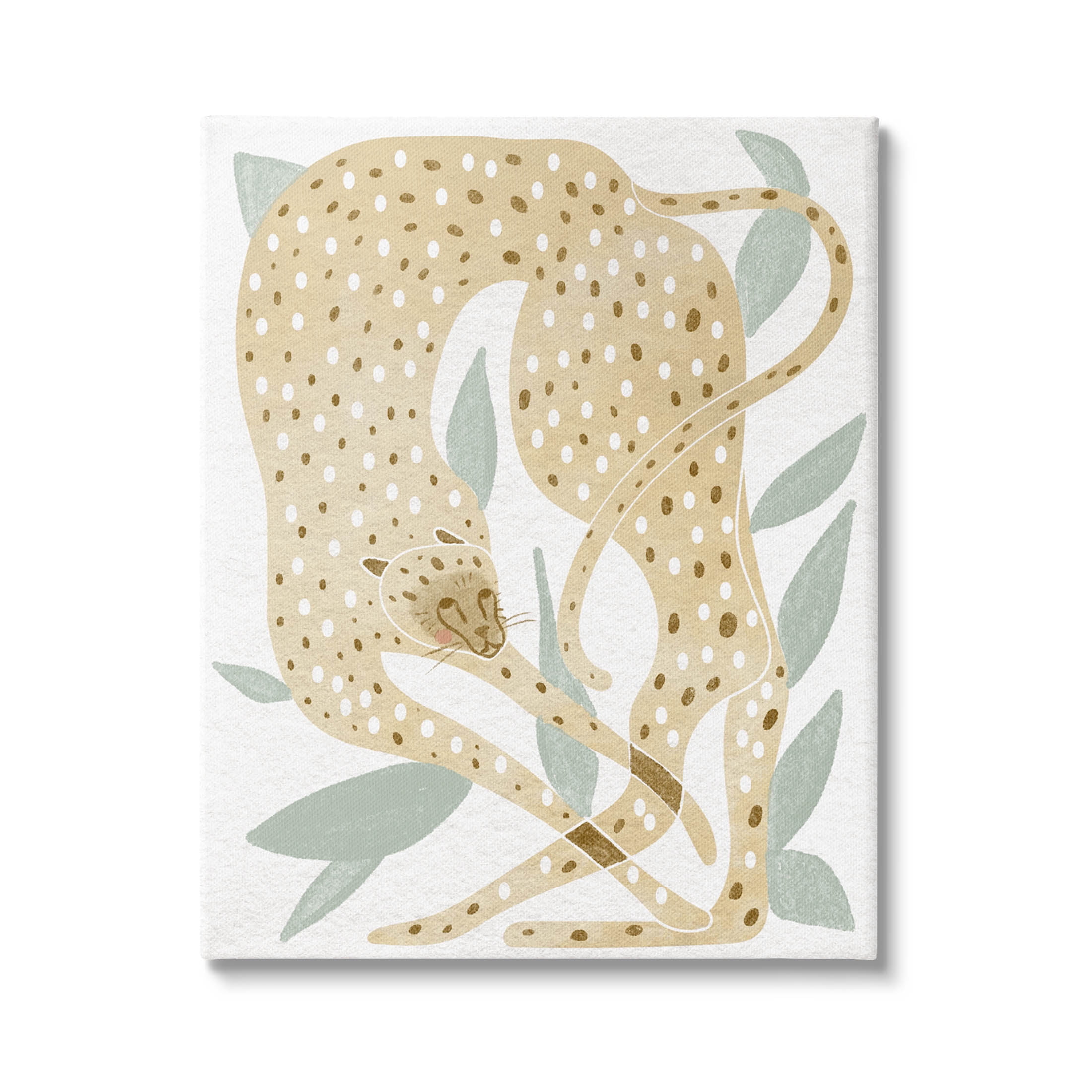 Modern Cheetah Botanical Leaves Animals & Insects Graphic Art Gallery Wrapped Canvas Print Wall Art